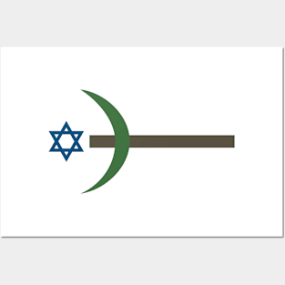 Combination of the three monotheistic religions symbols Posters and Art